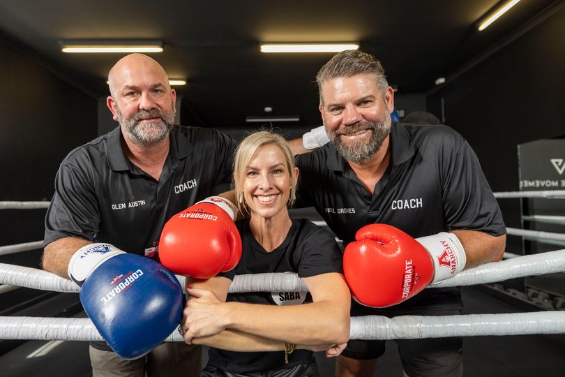 Glen Austin, Nigel Groves and Kirst Button came together for the Perth Corporate Rumble for the Saba Rose Button Foundation.
