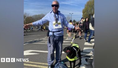 A man and his assistance dog.