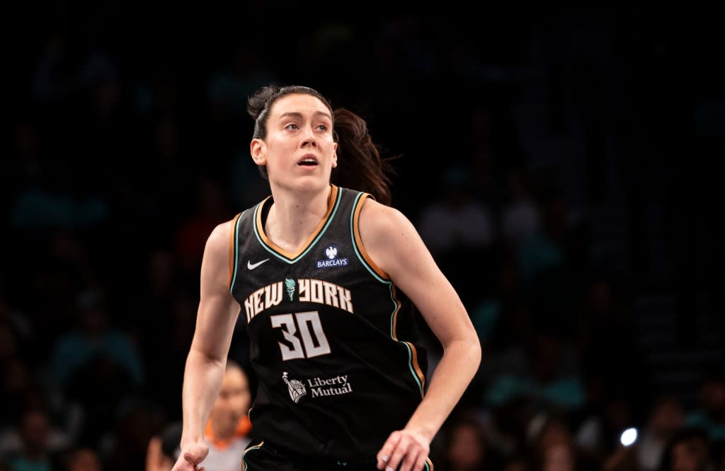 Breanna Stewart #30 of the New York Liberty looks on during a game against the Washington Mystics during a regular season matchup at Barclays Center. Michelle Farsi/New York Post