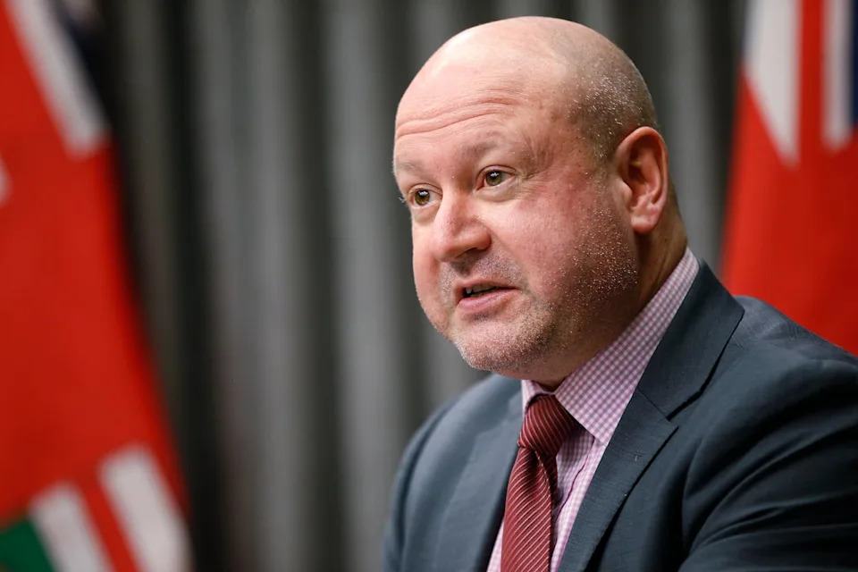 Dr. Brent Roussin, Manitoba chief public health officer, speaks at the Manitoba legislature in Winnipeg on Wednesday, Dec.16, 2020. THE CANADIAN PRESS/John Woods