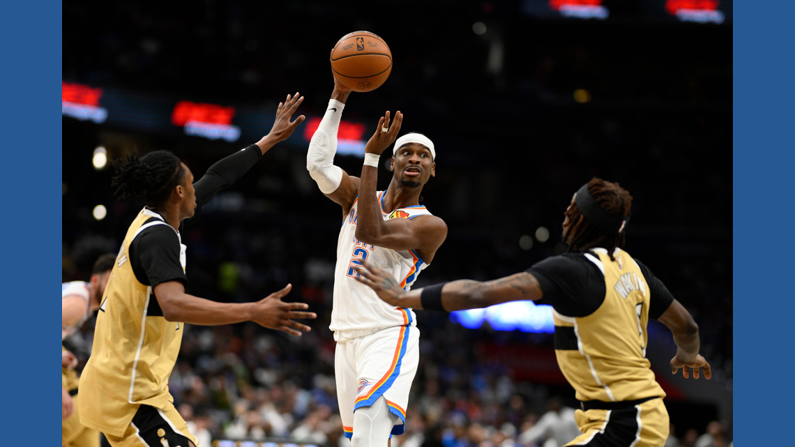 Gilgeous-Alexander scores 40, Thunder pull away for 132-111 win over Wizards after early scuffle