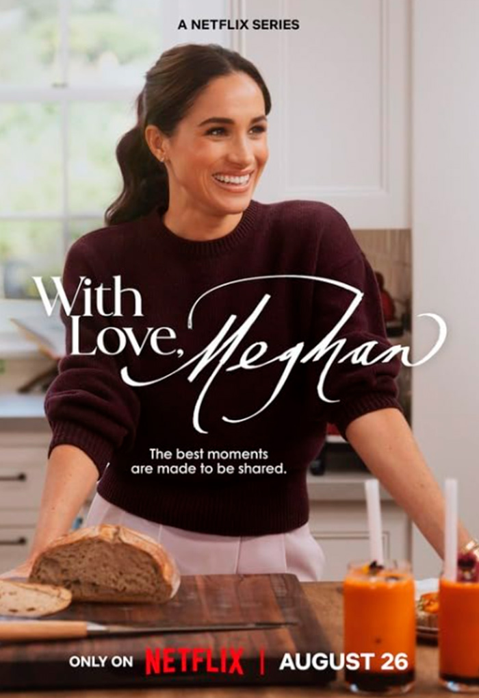 Meghan Markle smiling in kitchen promoting Netflix series With Love Meghan cutting ties with Netflix brand news