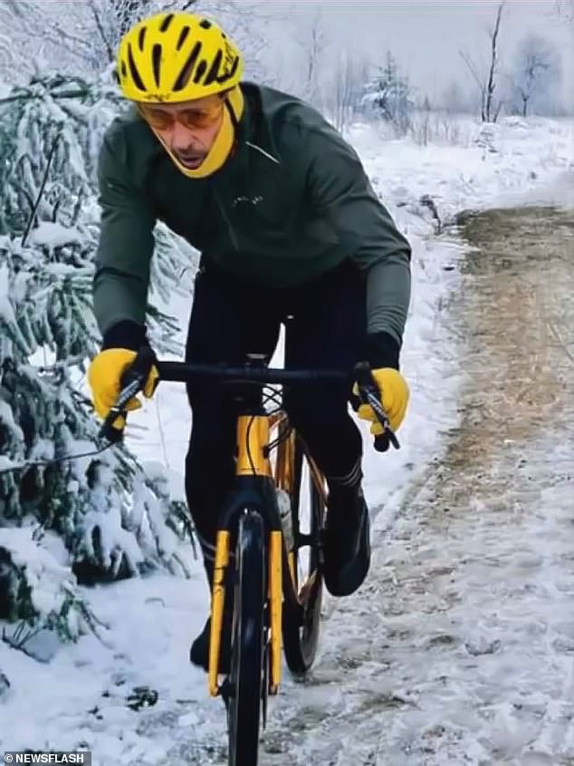 Footage shows the cyclist as he continues to ride his bike after the girl is knocked to the ground in Baraque Miche