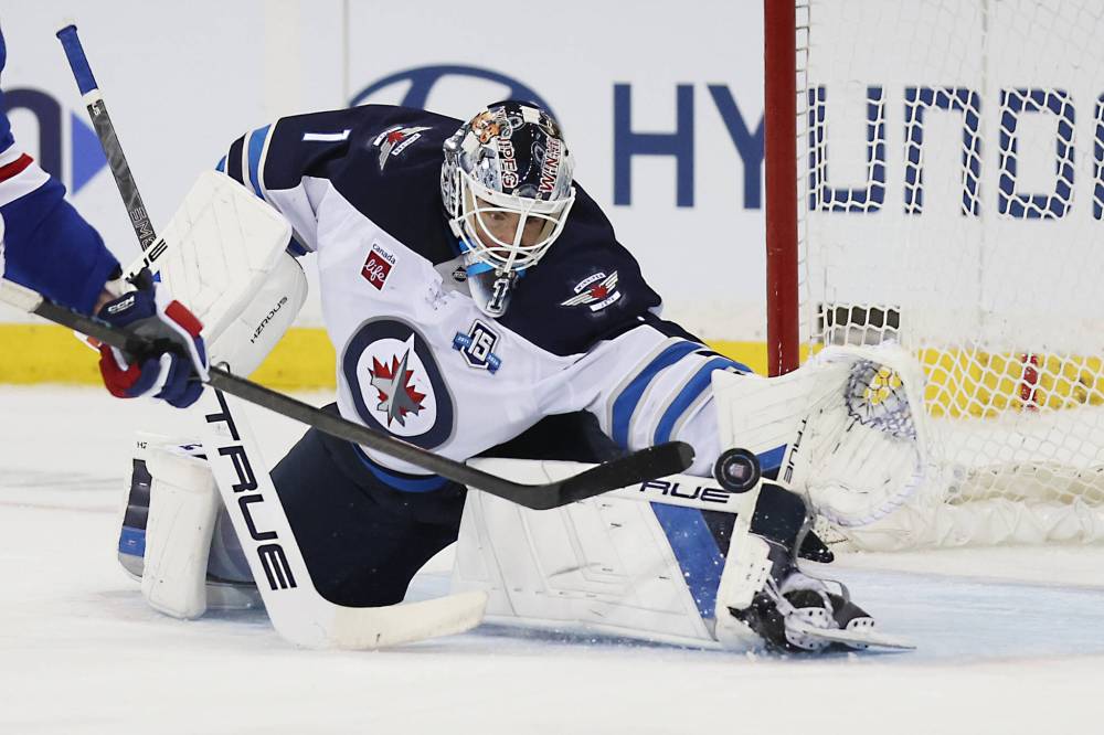 Heather Khalifa / THE ASSOCIATED PRESS
Winnipeg Jets goaltender Eric Comrie — who is riding a personal six-game winning streak — believes if the club can take care of business, it can reach the post-season.