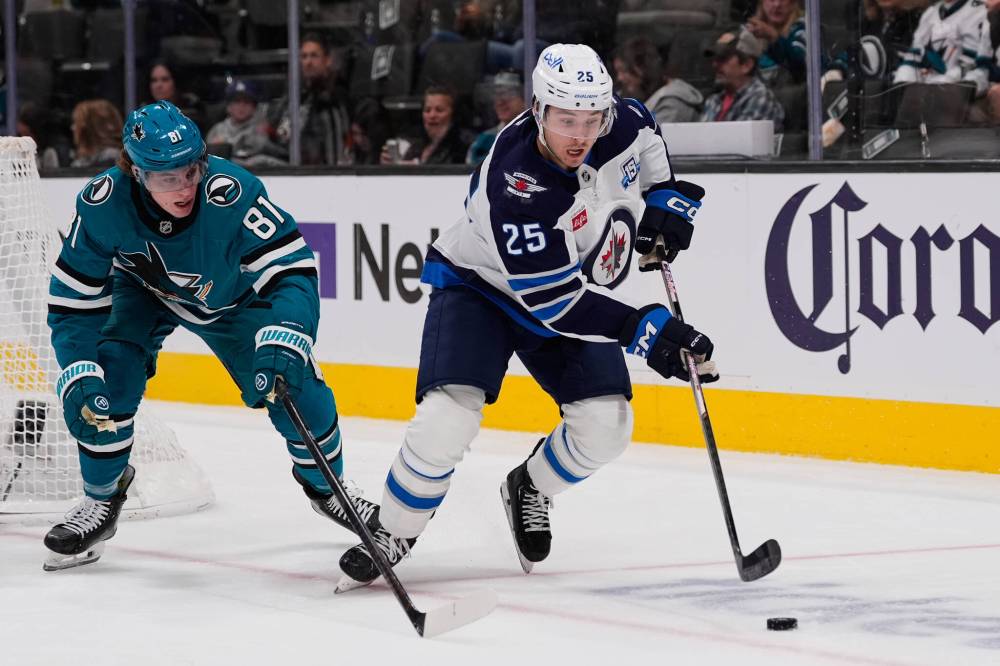 Godofredo A. Vásquez / THE ASSOCIATED PRESS FILES
Forward Parker Ford (right) was called up from the Manitoba Moose Friday alongside fellow forward Danny Zhilkin.