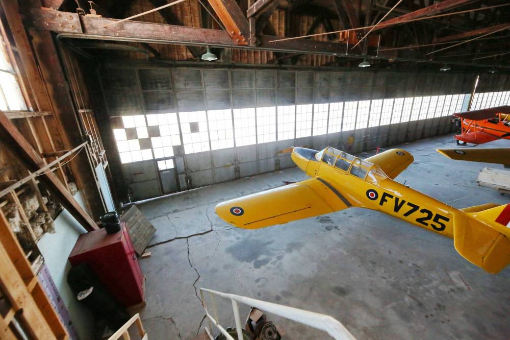 Y MATT GOERZEN / THE BRANDON SUN
Visible heavy cracks in the cement floor follow the north wall of the Commonwealth Air Training Plan Museum