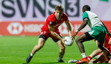 Ethan Turner playing for Canada in Dubai, as they beat Madagascar in a men&rsquo;s Pool B match at the Dubai 7s 2026 HSBC SVNS 3 tournament. (Rugby Canada/Special to The News)