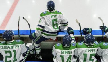 The White Rock Whalers (pictured), Surrey Knights and Cloverdale HC have all made it to Round 2 of Pacific Junior Hockey League Harold Brittain Conference playoffs. (Sawyer Hrasko Photography)