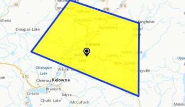 An air quality warning has been issued for Vernon and the surrounding area on Wednesday, Mar. 4. (Environment Canada map)