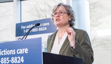 Health Minister Josie Osborne held a press conference in Victoria on Jan. 14, 2026 to announce the end of B.C.&rsquo;s drug decriminalization program. (Photo courtesy B.C. government)
