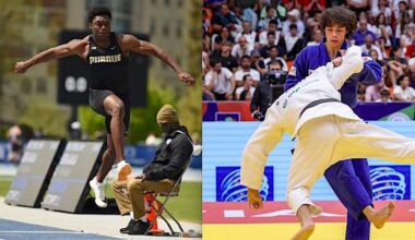 Sport BC award winners Praise Aniamaka, left, and Lowan Le Bris. (Contributed/Sport BC photos)
