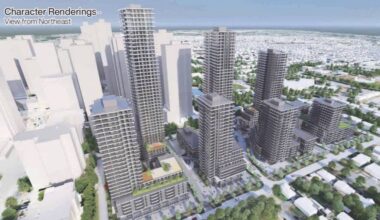 Artist&rsquo;s rendering of massive high-rise development project for downtown Surrey. (Image surrey.ca)