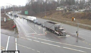 Traffic is being rerouted onto 104 Avenue while police invesigate a crash at Highway 17 and 104. (Drive BC image)