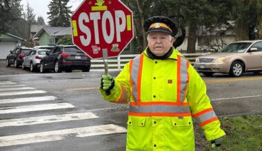 William F. Davidson school in Surrey is celebrating crossing guard Lucy Hembrough this year for 40 years of service. (Grace McLeod/Peace Arch News)