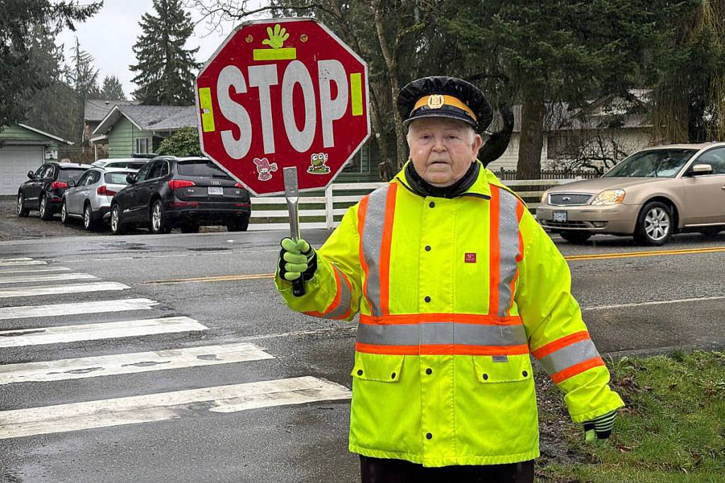 William F. Davidson school in Surrey is celebrating crossing guard Lucy Hembrough this year for 40 years of service. (Grace McLeod/Peace Arch News)