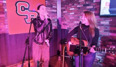 Annika Catharina (left) and Jada Leroux belt out tunes during the the 2026 Cloverdale Rodeo and Country Fair launch event, which was held in Cloverdale March 10. (Photo: Malin Jordan / Cloverdale Reporter)