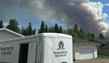 WASP gutter mount sprinklers inside one of the company&rsquo;s type 2 trailers. (WASP Wildfire)