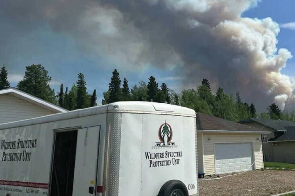 WASP gutter mount sprinklers inside one of the company&rsquo;s type 2 trailers. (WASP Wildfire)