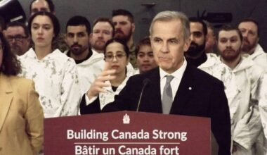 Speaking in Yellowknife on March 12, Prime Minister Mark Carney announces more than $40 billion in military investment and major infrastructure projects in Canada&rsquo;s North. Kody Ferron/NNSL photo