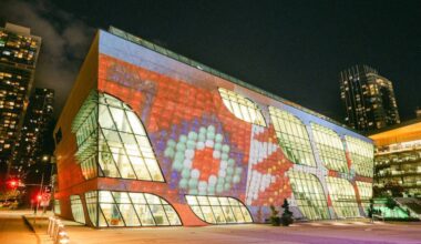 Dana Claxton&rsquo;s &ldquo;The Bead&rdquo; at Surrey&rsquo;s UrbanScreen digital art venue, at Surrey Civic Plaza. (Contributed/Surrey Art Gallery)