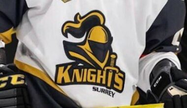 Surrey Knights junior hockey jersey.