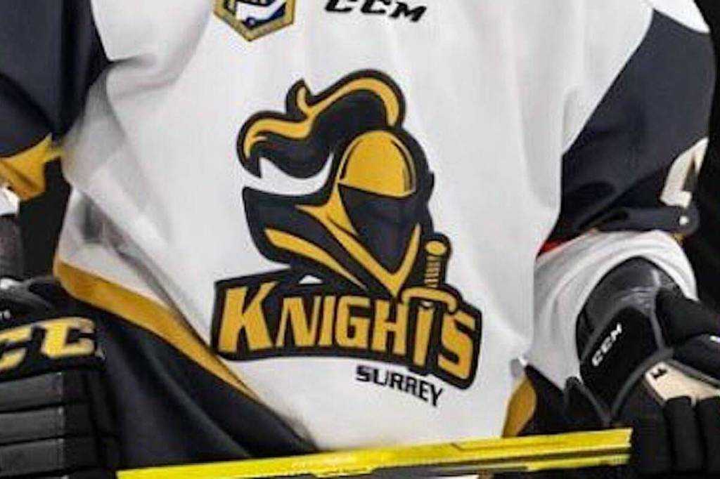 Surrey Knights junior hockey jersey.