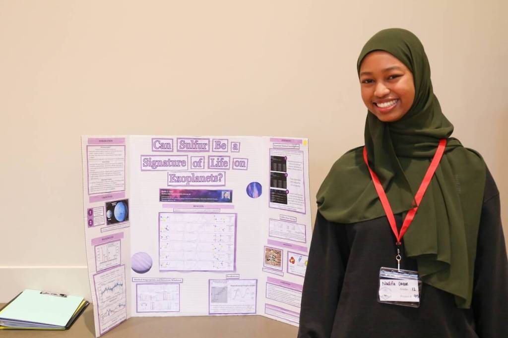 Can Sulfur Be a Signature of Life on Exoplanets? by Grade 12 student, Nadifa Omar, from Aberdeen Hall Preparatory School was one of two projects selected represent the region at the Canada Wide Science Fair in Edmonton, Alberta from May 23-30. (Okanagan Shuswap Regional STEM Fair/Contributed)