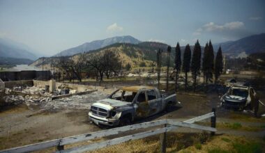 The Village of Lytton on July 9, 2021, one week after a massive wildfire ripped through the town. (Jenna Hauck/ Chilliwack Progress)