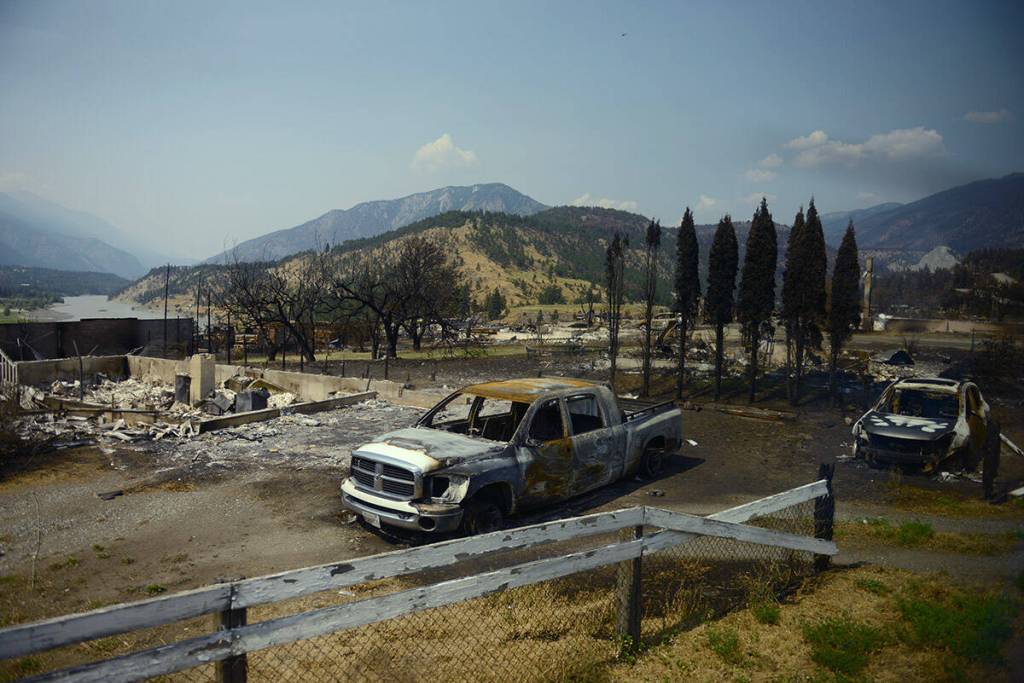 The Village of Lytton on July 9, 2021, one week after a massive wildfire ripped through the town. (Jenna Hauck/ Chilliwack Progress)