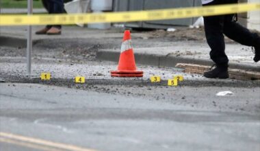 Police on scene at the targeted shooting of a residence in North Delta on Jan. 7 that is believed to be related to an ongoing extortion investigation. (1st Due Media/contributed photo)