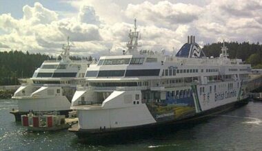 BC Ferries&rsquo; new Coastal-class ferries at the dock in Swartz Bay. (Black Press Media file photo)
