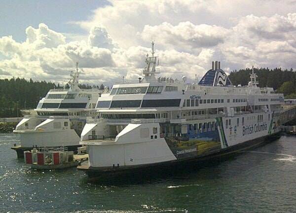 BC Ferries&rsquo; new Coastal-class ferries at the dock in Swartz Bay. (Black Press Media file photo)