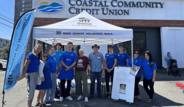 Habitat VIN & CCCU teams gather for a community BBQ at the opening of the new building in 2025. (Submitted/Coastal Community Credit Union)