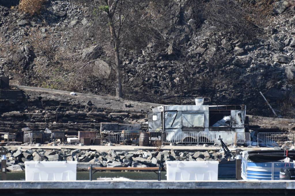 The Tiki Bar located at Lake Okanagan Resort burned to the ground in the McDougall Creek wildfire. (Brittany Webster/Capital News)