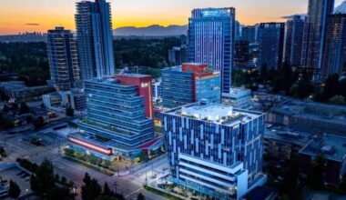 Exterior view of the new Homewood Suites by Hilton hotel in the City Centre 4 tower of Surrey&rsquo;s Health and Technology District, northeast of 96 Avenue and King George Boulevard. (Contributed)