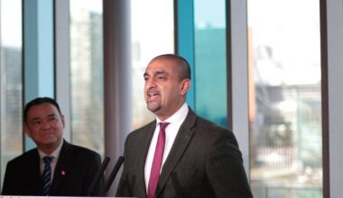Jobs Minister Ravi Kahlon speaks in Vancouver Jan. 20, 2025. Kahlon announced in Vancouver, Friday, March 27, 2026 that the province was launching a new marine and coastal testbed meant to find new ways to solve industry challenges with made-in-B.C. technology. (Lauren Collins/Black Press Media file)