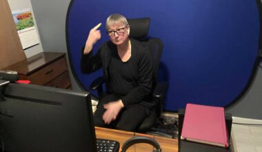 Tracy Hetman translates &ldquo;what for&rdquo; to a deaf person as a sign language translator, an interest she&rsquo;s had since first seeing the language at six years old. (Submitted photo)