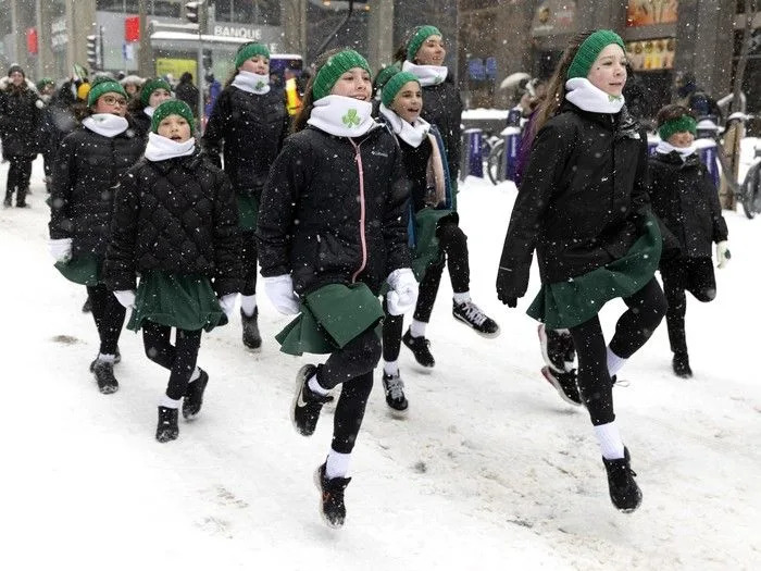  The Bernadette Short dancers take part in the St. Patrick’s Parade in Montreal on Sunday, March 22, 2026.