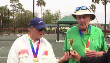 Florida golf club hosts tennis match of the century featuring four men at least 90 years old
