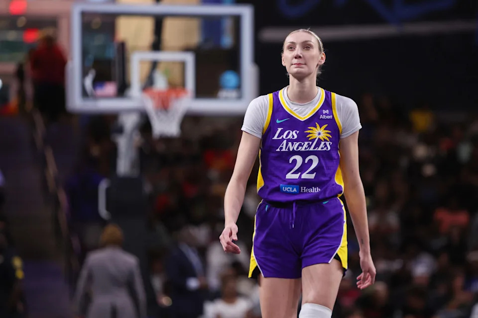 Los Angeles Sparks forward Cameron Brink is seen in action against the Atlanta Dream.Brett Davis-Imagn Images