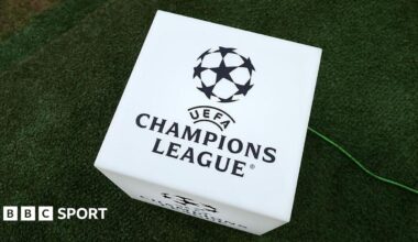 Champions League signage at Tottenham v Atletico Madrid