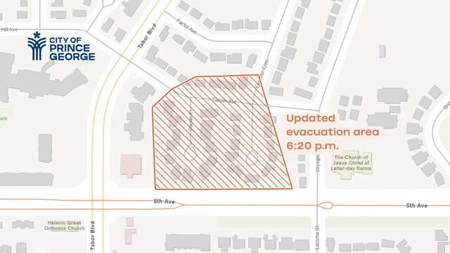 The City of Prince George has issued an Evacuation Order for the area above