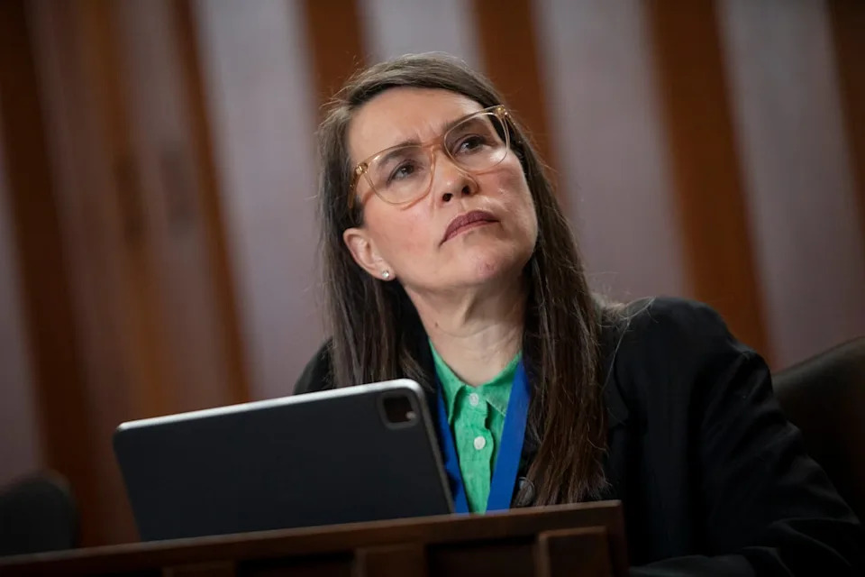 Councillor Lucy Maloney is pictured during a council meeting at VancouverÕs City Hall in Vancouver, B.C., on Tuesday, April 15, 2025.