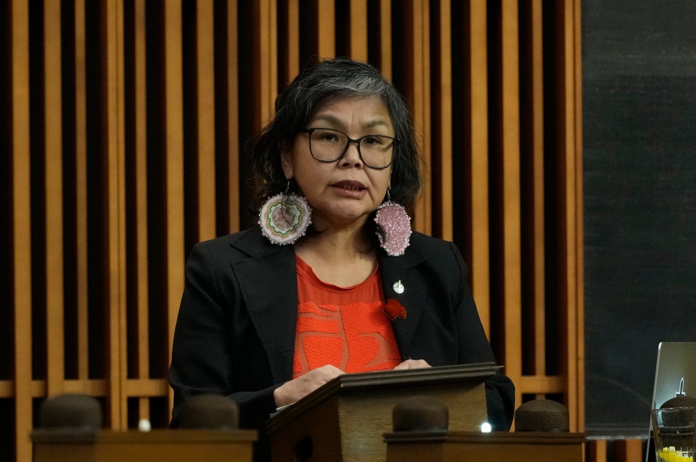 MP for Nunavut Lori Idlout rises in the House of Commons Friday, Feb. 13, 2026. THE CANADIAN PRESS/Adrian Wyld