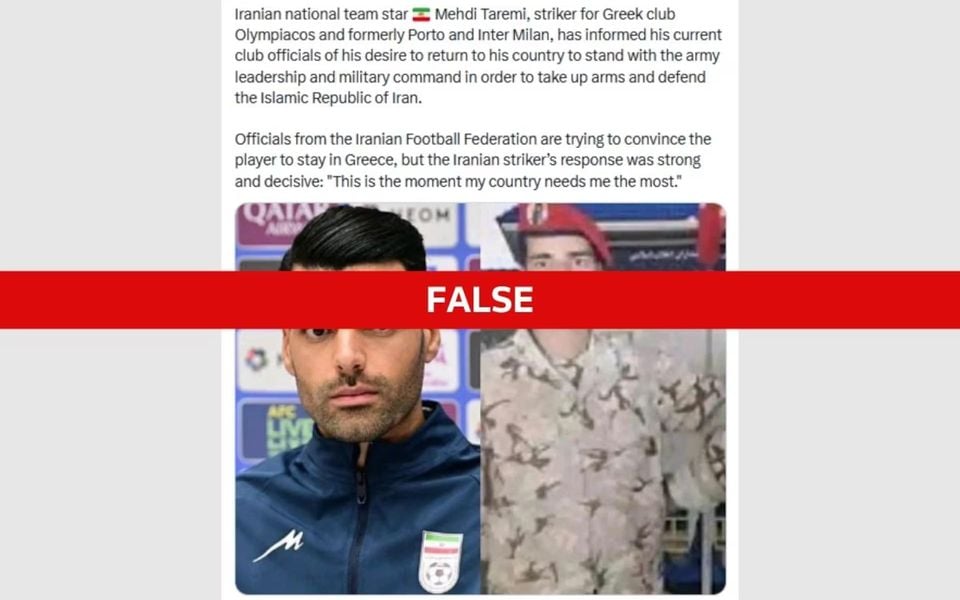 Soccer star Mehdi Taremi not leaving Greek club to defend Iran, agent says