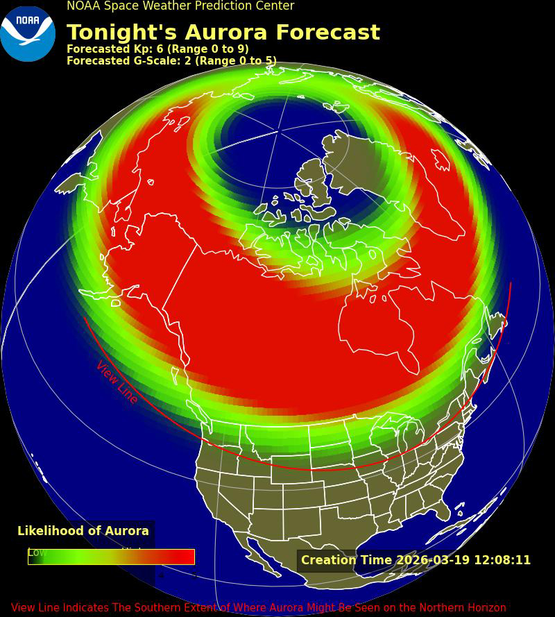 The aurora forecast for March 19