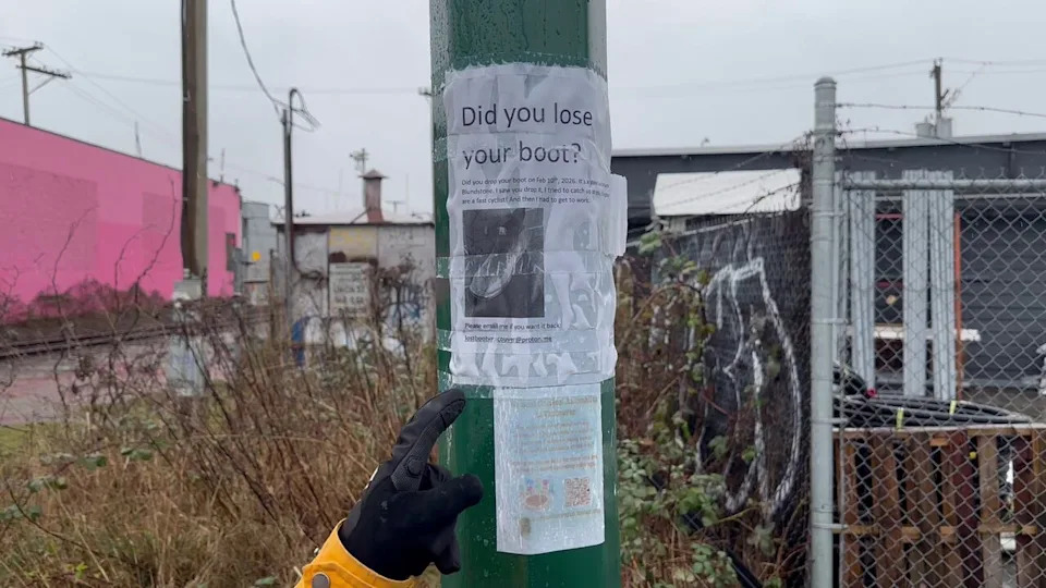 One of the many missing posters Griffin has stuck throughout East Vancouver, as her search for the boot owner has gone on nearly a month.