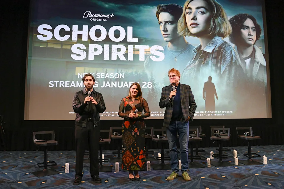 LOS ANGELES, CALIFORNIA - JANUARY 20: (L-R) Nate Trinrud, Megan Trinrud and Oliver Goldstick attend the