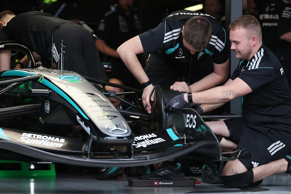 Mercedes mechanics at work