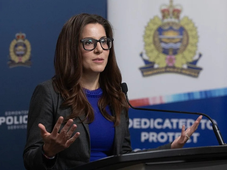  Edmonton Police Service acting executive director of legal services Megan Hankewich speaks to media about the Ashley Rattlesnake case on Sept. 10, 2025.